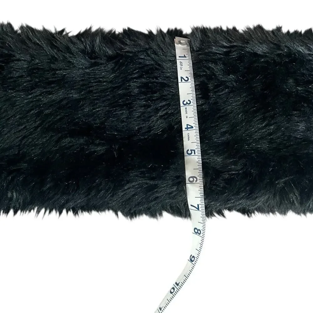 Winter Glam INC Black Faux Fur Stole Shawl Wrap w/ Pockets One Size Quiet Luxury